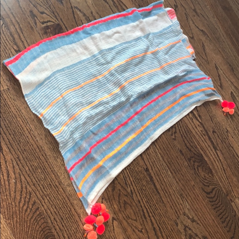 Light Weighted Scarf with Pom Pom accents